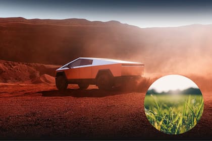 Detrás de los protectores plásticos aerodinámicos de la camioneta se puede generar un ambiente apto para la vida. (Tesla/Canva)