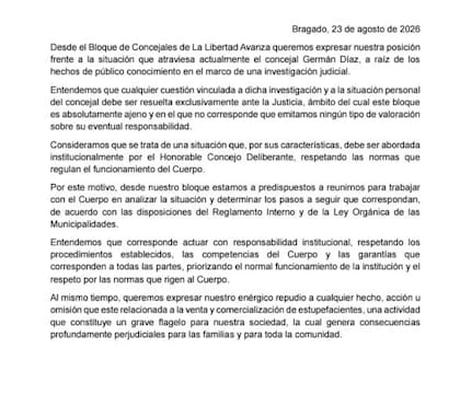 Detuvieron a un concejal de La Libertad Avanza de Bragado: lo acusan de presunto tráfico de drogas.