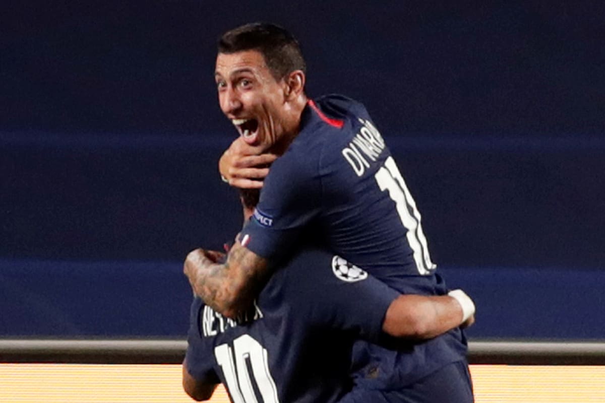 Di María, en lo más alto: celebra con Neymar en el gran triunfo de PSG, finalista de la Champions League