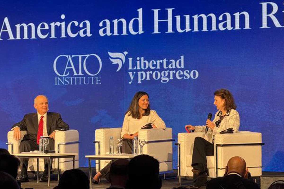 Diana Mondino, en un encuentro del CATO Institute y Libertad y Progreso
