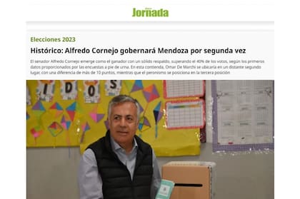 Diarios mendocinos dan por ganador de Alfredo Cornejo antes siquiera de que se den a conocer los primeros resultados
