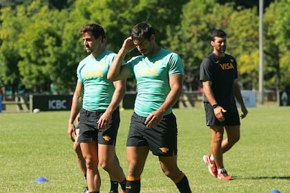 Díaz Bonilla y Ezcurra en el entrenamiento de Jaguares