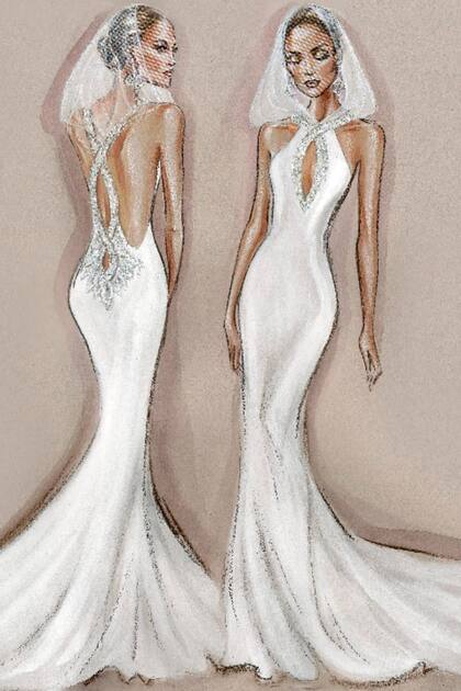 Dibujo de otro de los trajes de novia.