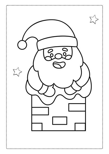 Dibujo de Papá Noel en la chimenea para colorear con los niños