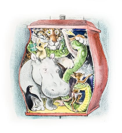Dibujo del libro Little Wolf and the Upstairs Bear, 1979