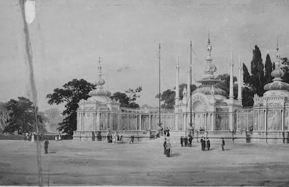Dibujo del Pabellón de los Lagos realizado por su autor, el arquitecto Le Vacher.