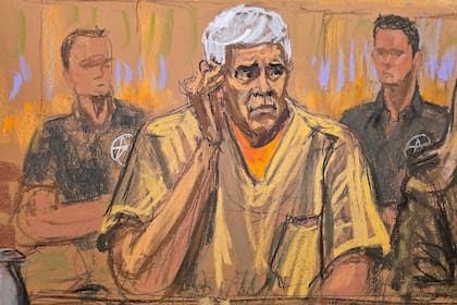 Dibujo judiciel de la audiencia de Rafael Caro Quintero en Nueva York, el 14 de octubre.