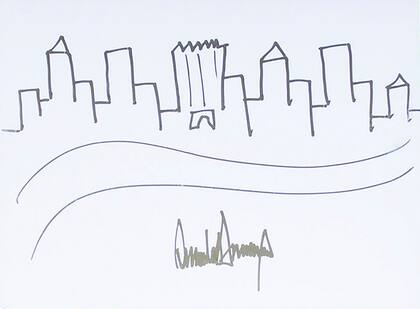 Dibujo subastado en Nate D. Sanders Auctions, con el panorama de Manhattan (2005)