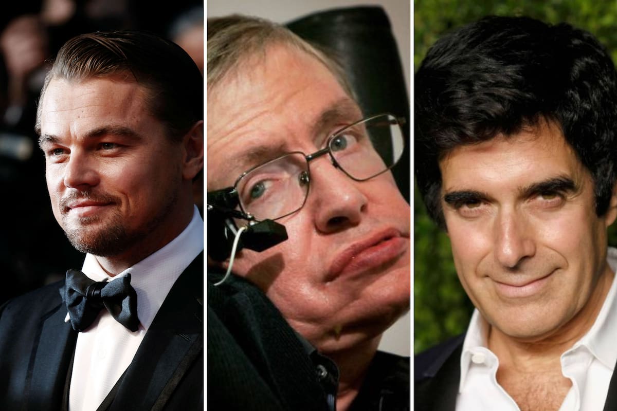 DiCaprio, Stephen Hawking y el ilusionista David Copperfield, nombrados en la causa