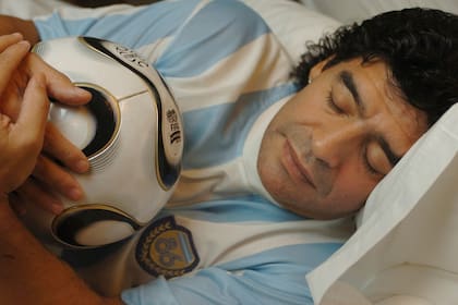 Diego en una producción con La Nación, a 20 años del mundial 86