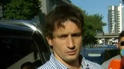 Diego Lagomarsino, ayer, al salir de los estudios de un canal de televisión