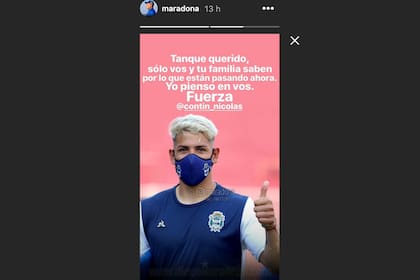 Diego Maradona le mandó un saludo a Contín a través de Instagram Stories