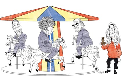 Diego Santilli, Javier Milei, Guillermo Francos y Karina Milei