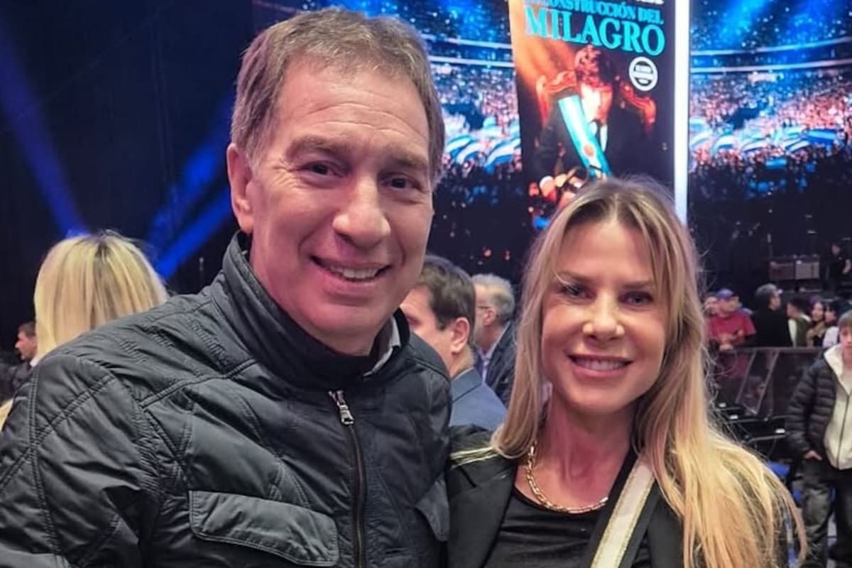 Diego Santilli y Karen Reichardt, en el show de Milei en el Movistar Arena