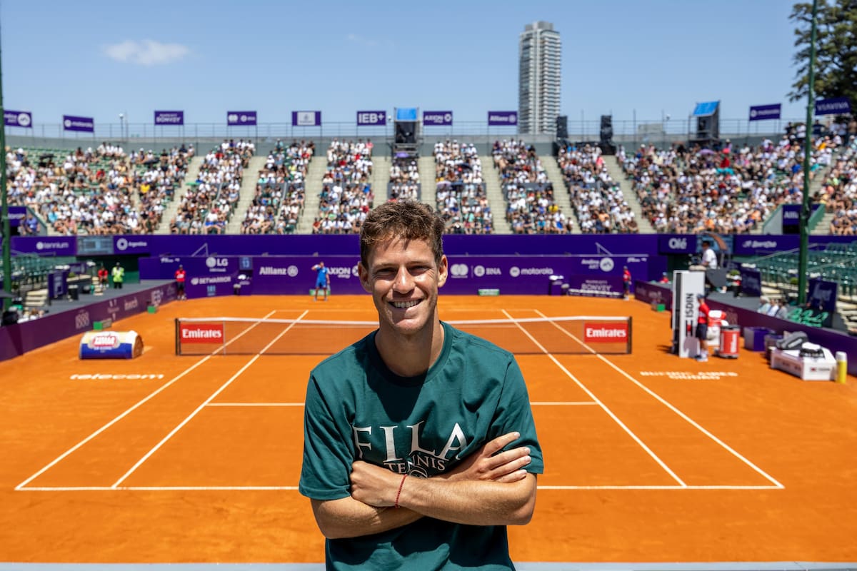 Diego Schwartzman, en el court central del Buenos Aires; el Peque se retirará como jugador profesional en el Argentina Open 2025
