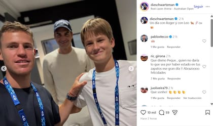 Diego Schwartzman visitó a Roger Federer y se sacó una foto con su hijo Leo