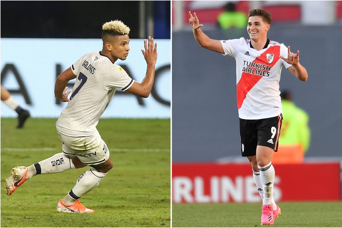 Diego Valoyes, de Talleres, y Julián Álvarez, de River,, un choque ofensivo muy interesante