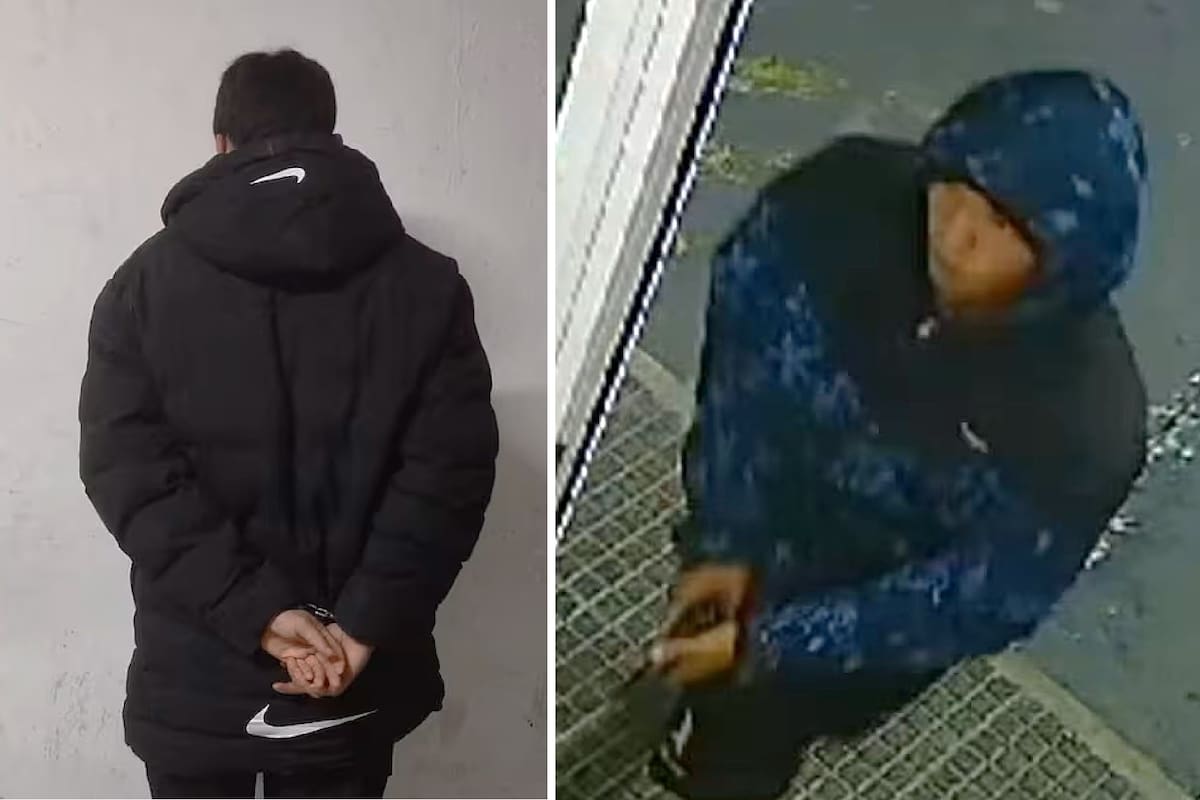 Díptico que muestra a Derian Maximiliano G. tras su detención de este fin de semana en Rosario y durante el crimen del playero Bruno Bussanich, en marzo de 2024