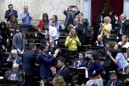 Diputados opositores festejaron la votación favorable a la boleta única de papel