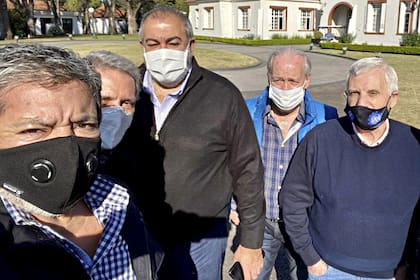 Dirigentes de la CGT en Olivos, luego de una reunión con Alberto Fernández el viernes pasado