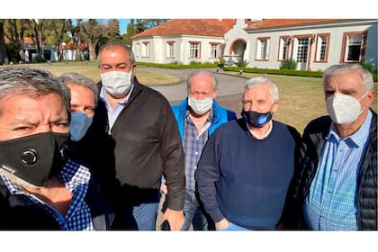 Dirigentes de la CGT en Olivos, luego de una reunión con Alberto Fernández el viernes pasado
