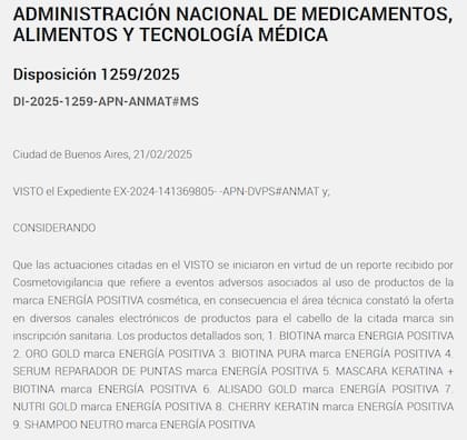 Disposición 1259/2025 publicada en el Boletín Oficial.