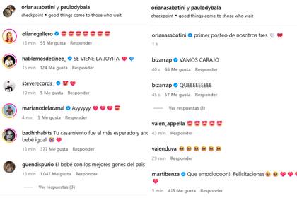 Distintas figuras del espectáculo saludaron y felicitaron a Oriana y Paulo por la noticia (Foto: Captura Instagram)