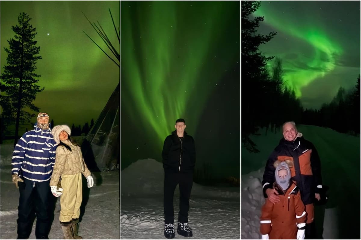 Distintas personalidades del espectáculo y el deporte eligieron ir a ver las auroras boreales este año