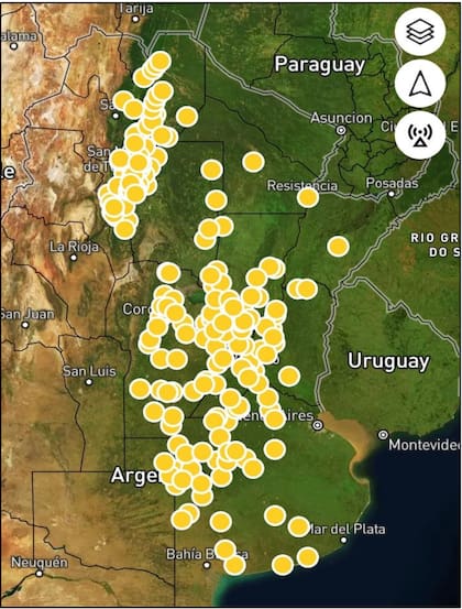Distribución de las localidades relevadas en el primer informe de la Red Nacional de Monitoreo de la chicharrita del maíz
