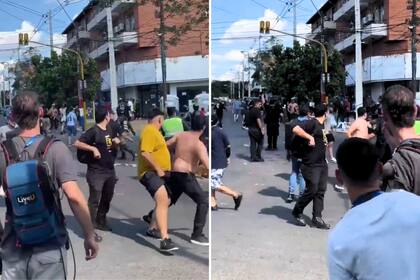 Disturbios entre hinchas de Racing y la policía. Foto: captura