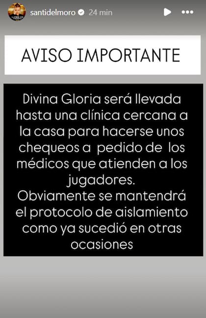 El comunicado de Santiago del Moro sobre la salud de Divina Gloria