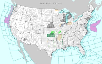 Doble frente de tormentas: línea existente en Panhandle de Texas y nueva formación en Colorado y Kansas activarán clima severo esta noche
