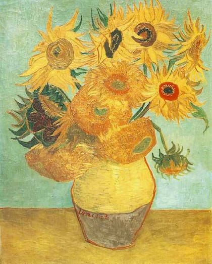 Doce girasoles y fondo turquesa tiene la versión que se expone en el Museo de Arte de Filadelfia, Estados Unidos