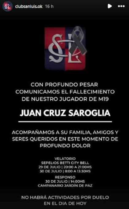 Dolor en el rugby platense: en un accidente de tránsito falleció un deportista de 18 años que jugaba en el club San Luis.