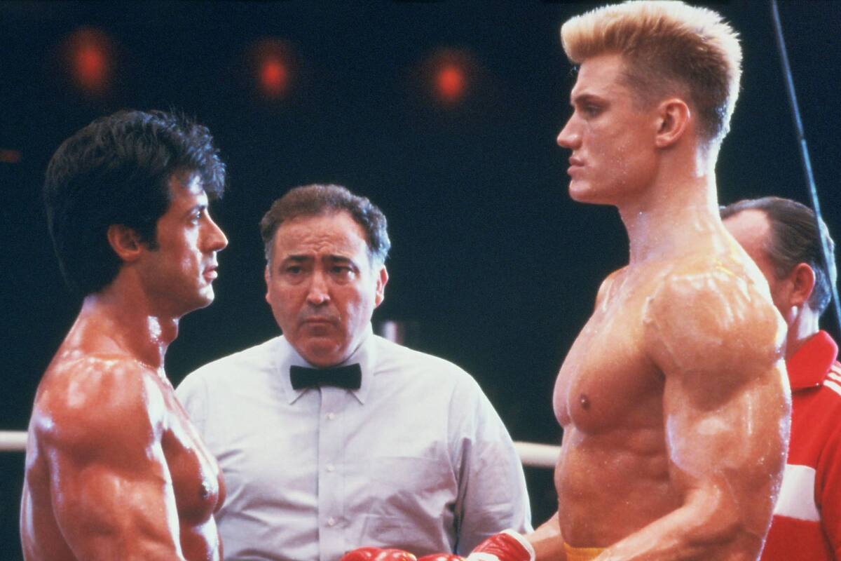 Dolph Lundgren y Sylvester Stallone, en una escena Rocky IV