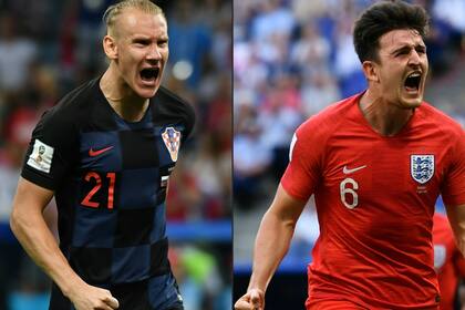 Domagoj Vida, figura de la defensa de Croacia, y Harry Maguire, autor del primer gol inglés en los cuartos de final ante Suecia