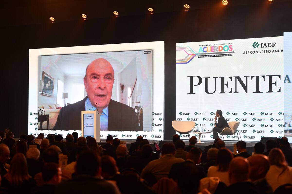 Domingo Cavallo habla de manera remota en el congreso de IAEF