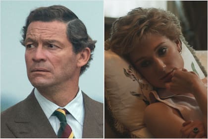Dominic West como el principe Carlos y Elizabeth Debicki como Lady Di en la quinta temporada de The Crown
