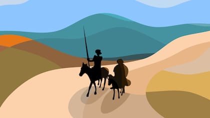 Don Quijote y Sancho Panza en su recorrido