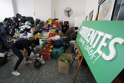 Donaciones recibidas en la casa de la provincia de Corrientes por los incendios forestales.