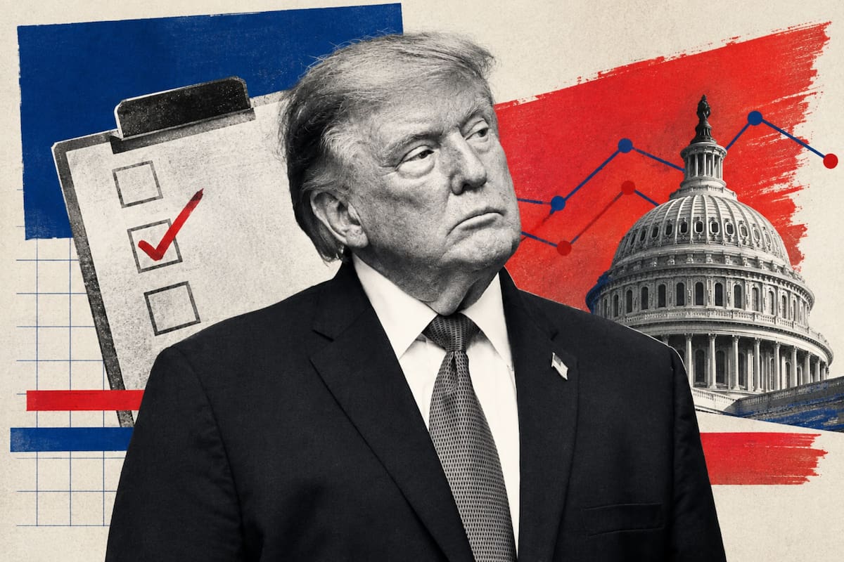Donald Trump aparece en el centro del escenario político estadounidense mientras las encuestas miden el respaldo a su gestión