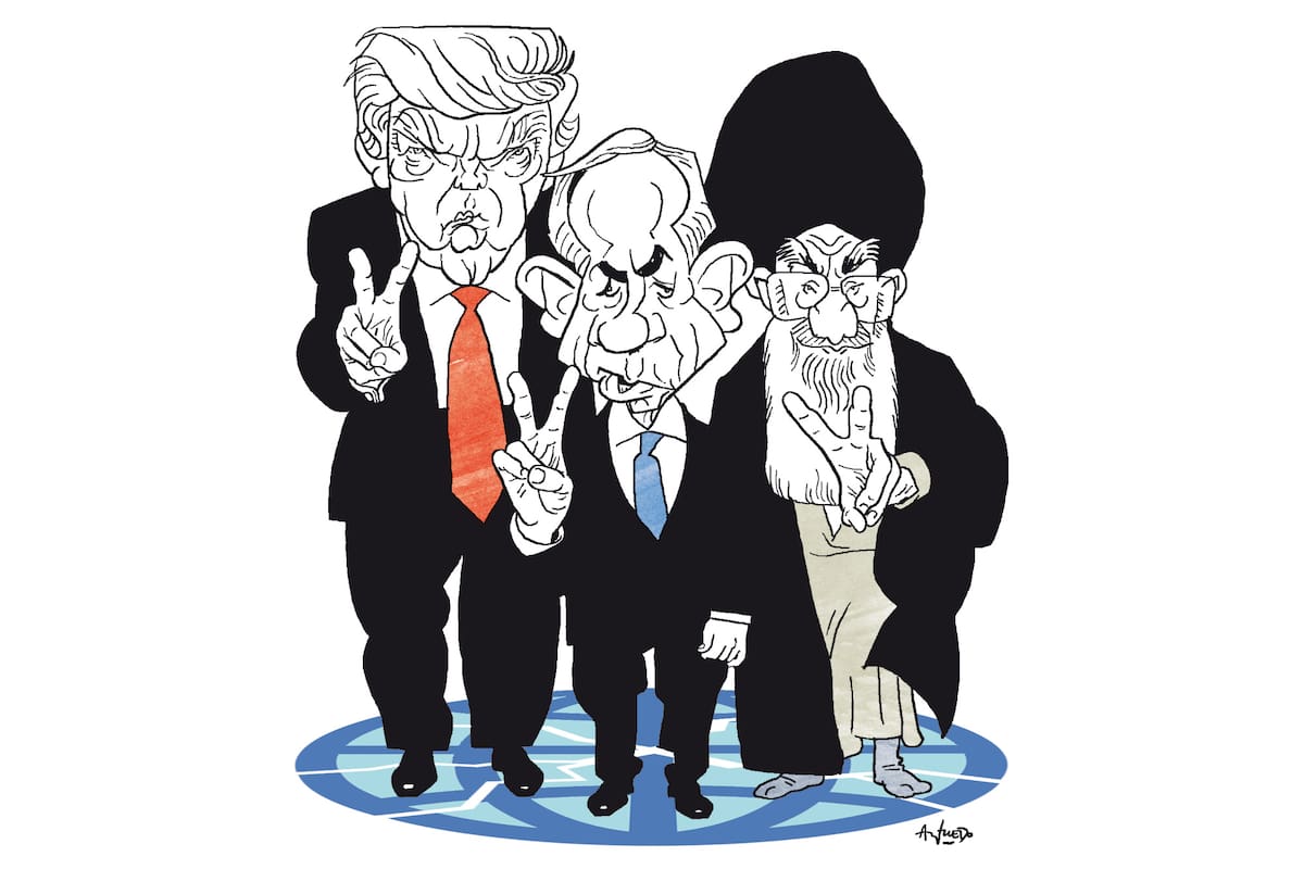 Donald Trump, Benjamin Netanyahu y Alí Khamenei