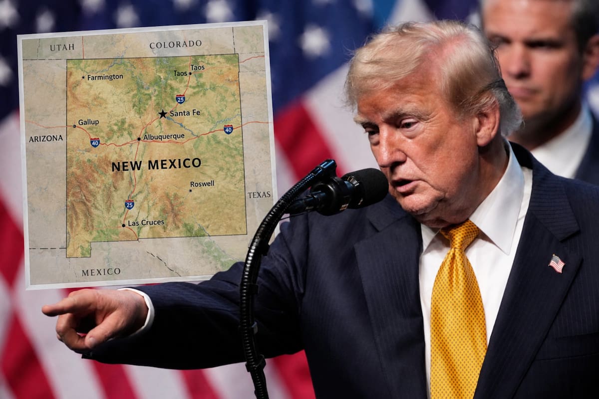 Donald Trump compartió en Truth Social un mapa de Nuevo México con el nombre “New Mexico” tachado y reemplazado por “New America”