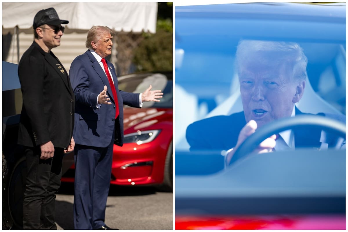 Donald Trump compró un Tesla rojo en apoyo a la compañia de Elon Musk