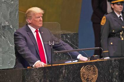 Donald Trump durante su discurso en la ONU