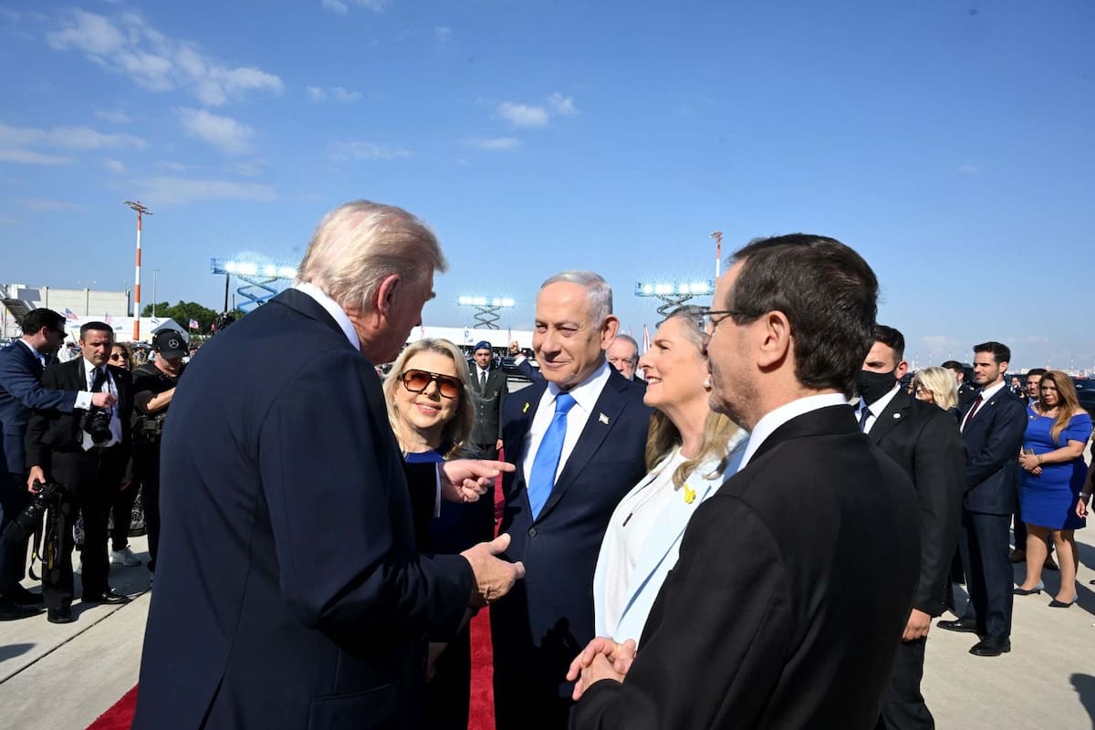 Donald Trump en Israel, recibido por Benjamín Netanyahu y Isaac Herzog