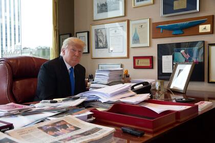 Donald Trump en su despacho en la Trump Tower el 10 de mayo del 2016, antes de llegar a la presidencia
