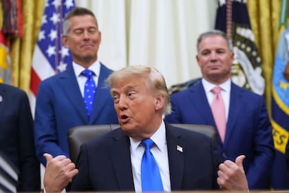 Donald Trump esta semana en el salón Oval de la Casa Blanca, donde habló de Malvinas