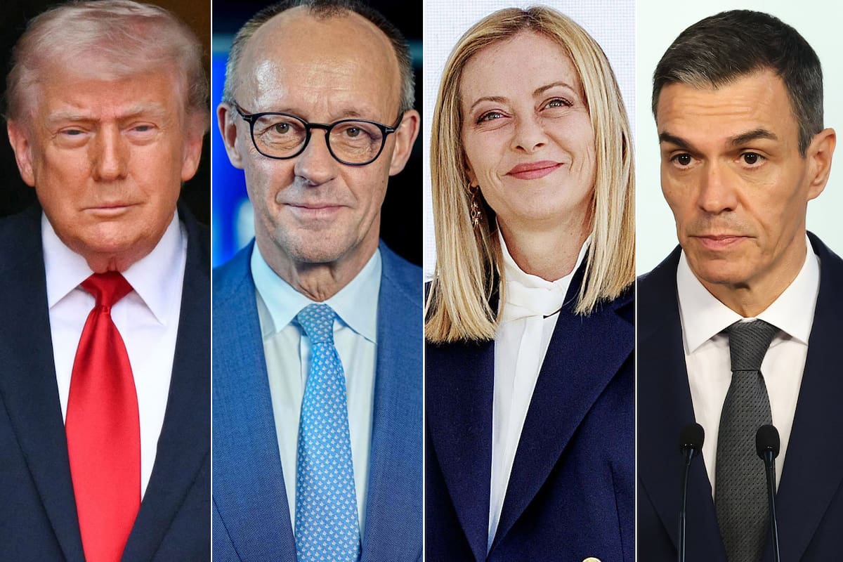 Donald Trump, Friedrich Merz, Giorgia Meloni y Pedro Sánchez