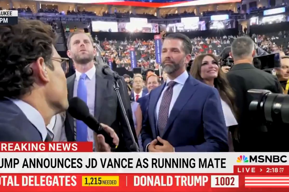 Donald Trump Jr. en la entrevista con Jacob Soboroff de NBC News. Foto: captura